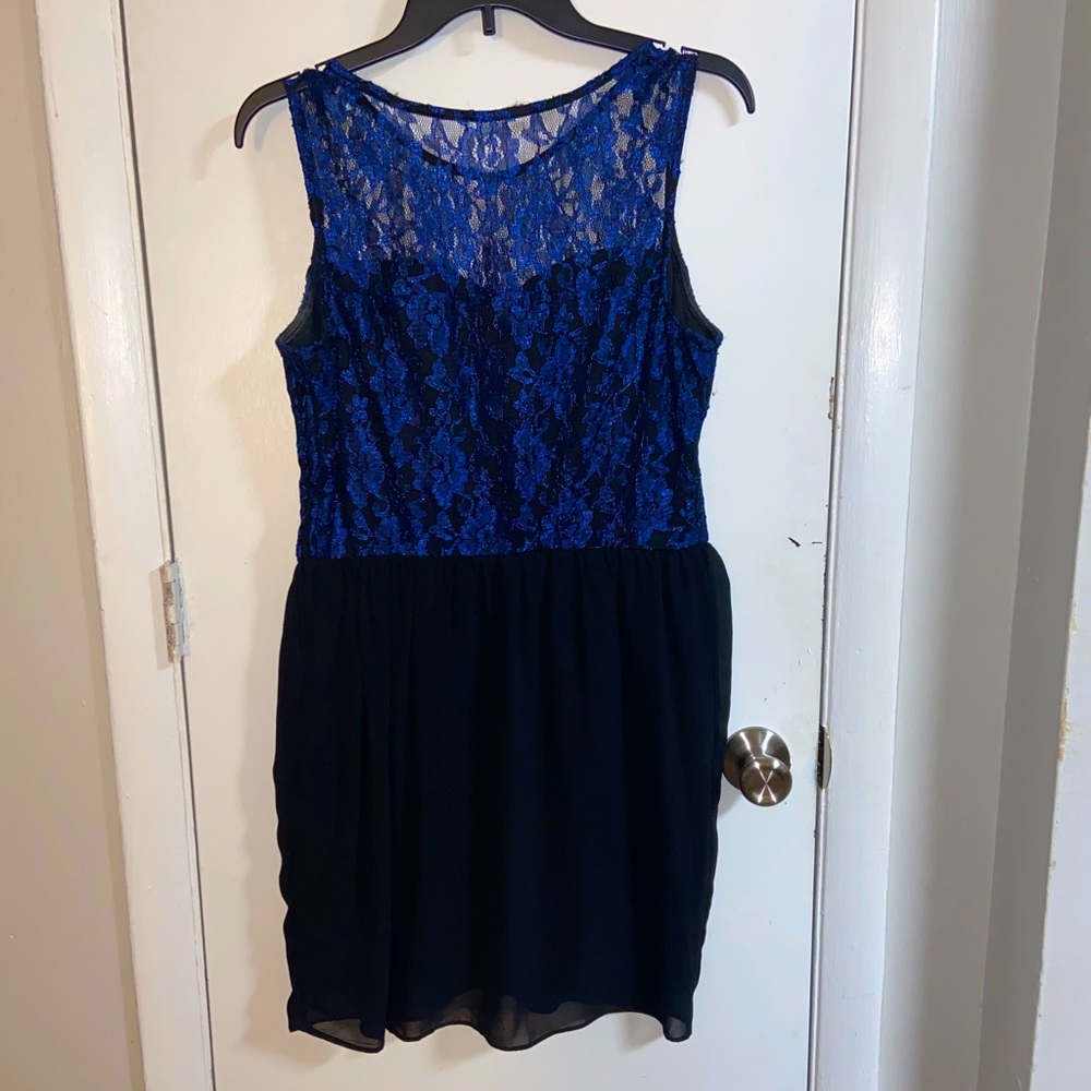 Black and Blue Lace Dress